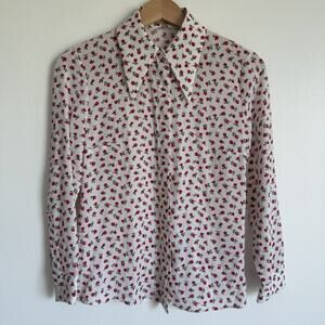 Michael Kors Collection Rosebud Silk Georgette Blouse Made in Italy Size 0 Chic